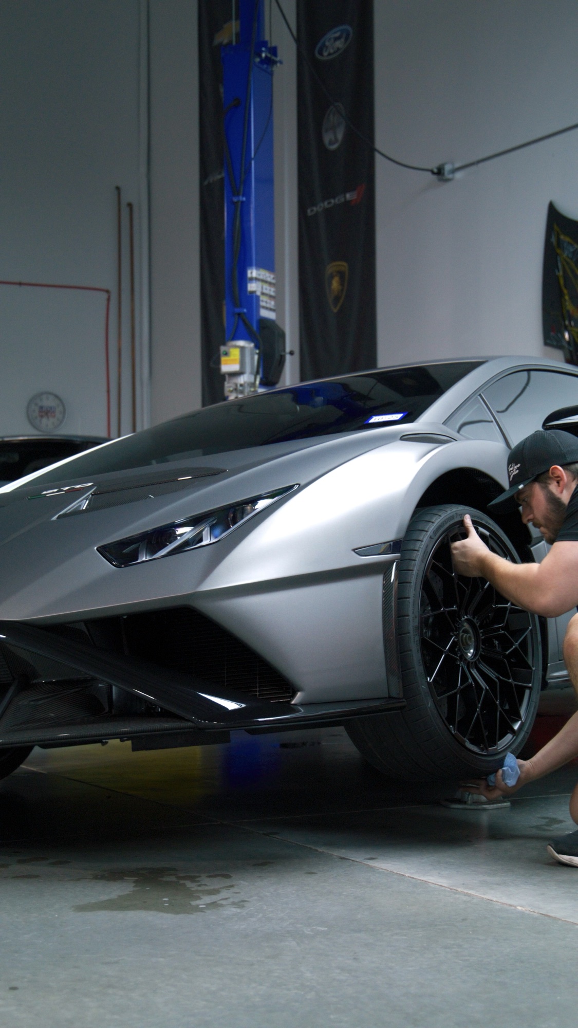 Wheel detailing on a Lamborghini Huracan STO at Red Box Restoration